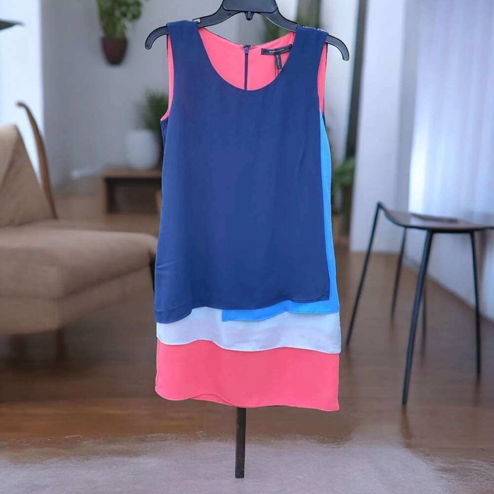 Bcbgmaxazria Color Block Layered Sheath Dress Siz… - image 4